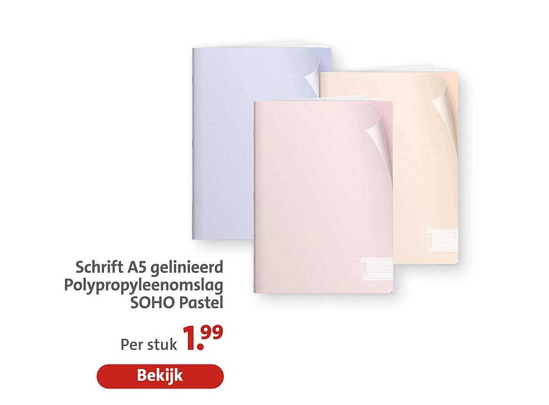 Schrift A5 gelinieerd Polypropyleenomslag SOHO Pastel