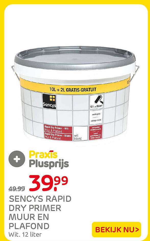 Sencys Rapid Dry Primer Muur en Plafond 10L + 2L gratis