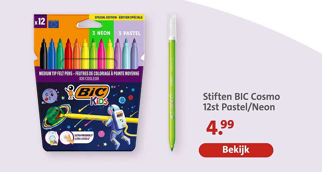 Stiften BIC Cosmo 12st Pastel/Neon