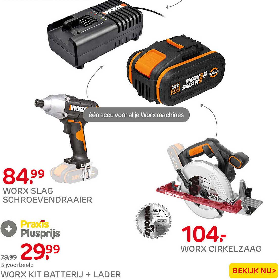 WORX KIT BATTERIJ + LADER