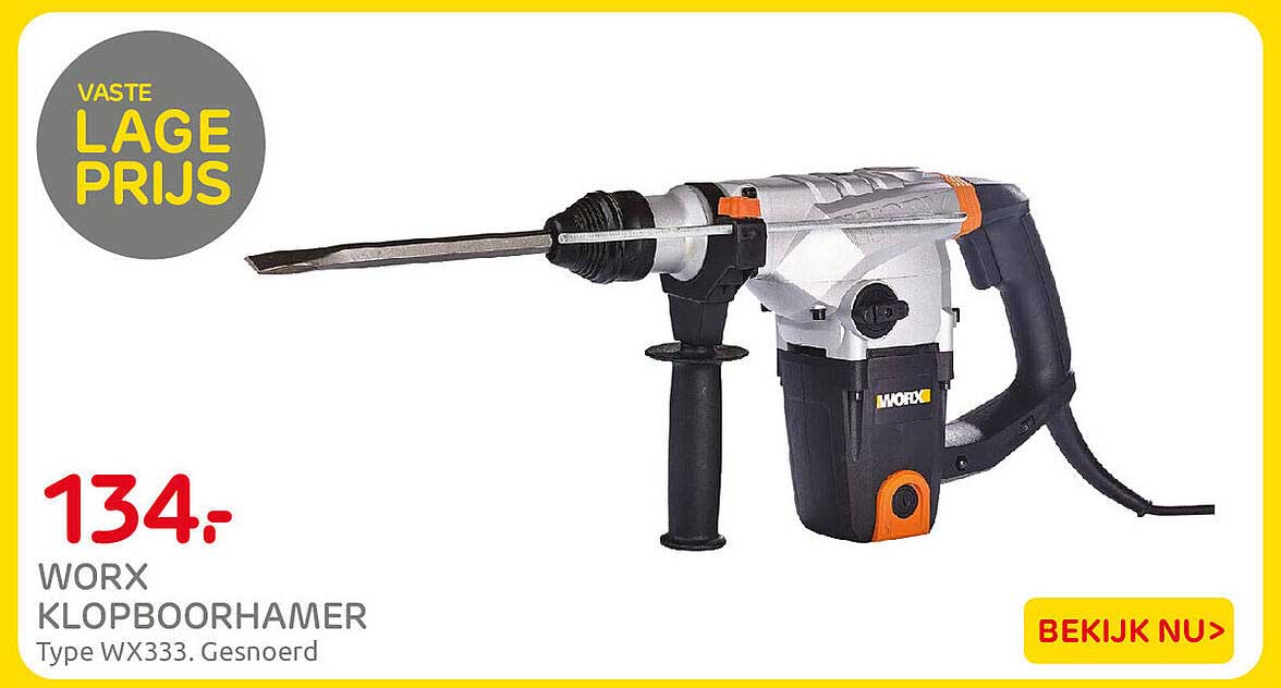 WORX KLOPBOORHAMER Type WX333. Gesnoerd
