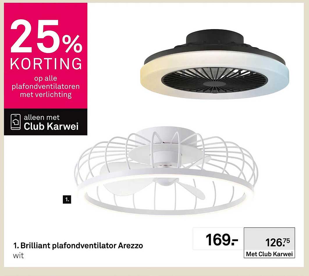 1. Brilliant plafondventilator Arezzo wit