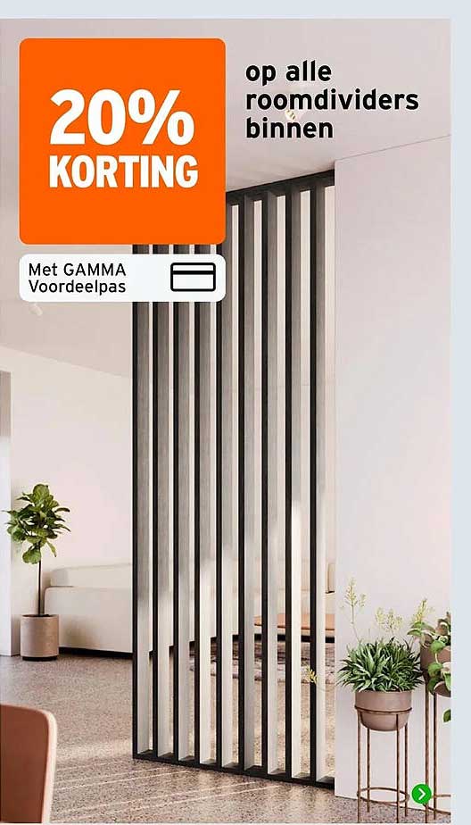20% korting op alle roldividers binnen met GAMMA Voordeelpas