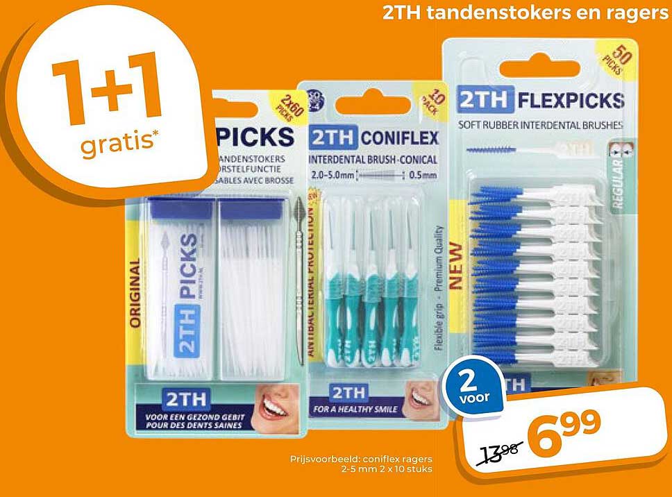 2TH tandstokers en ragers 1+1 gratis*