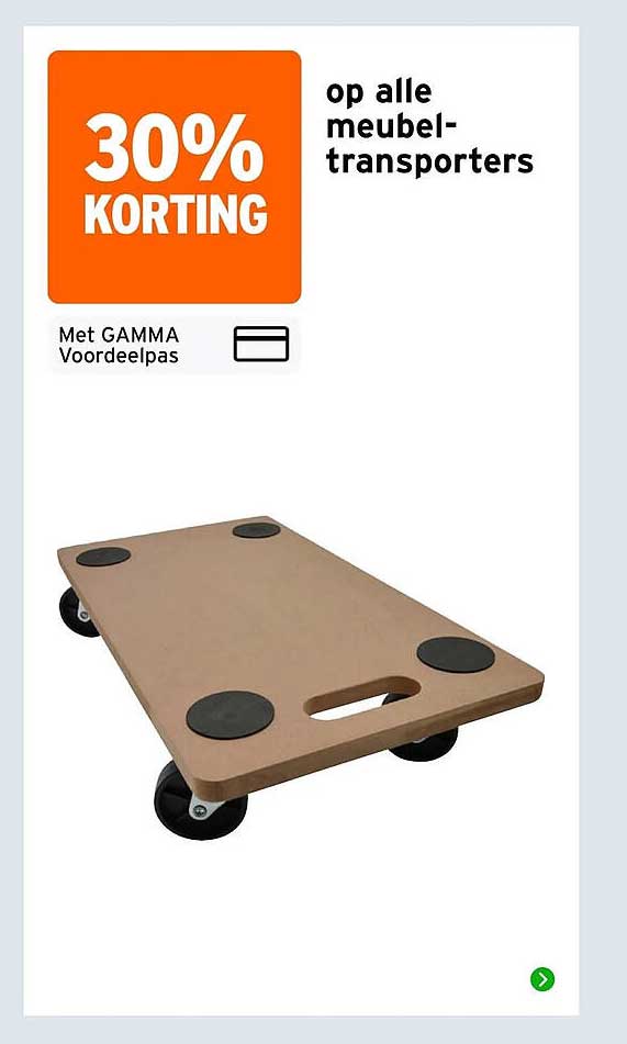 30% korting op alle meubel-transporters