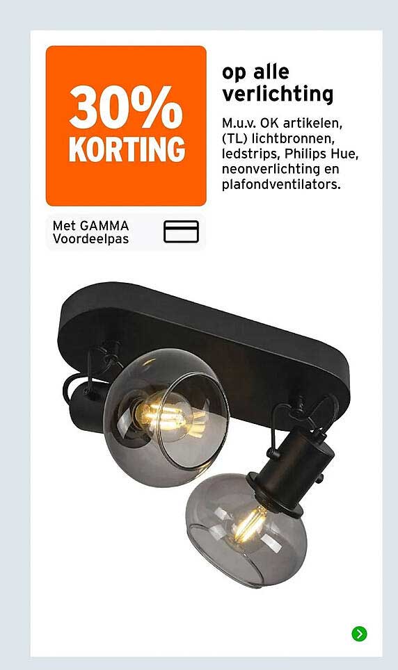 30% korting op alle verlichting