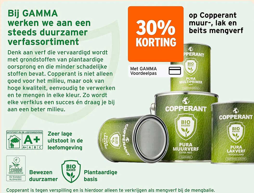 30% KORTING op Copperant muur-, lak en beits mengverf