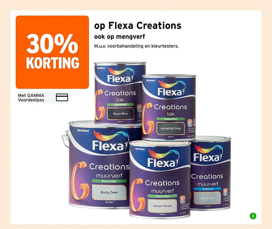30% korting op Flexa Creations ook op mengverf