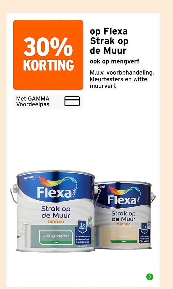 30% korting op Flexa Strak op de Muur ook op mengverf