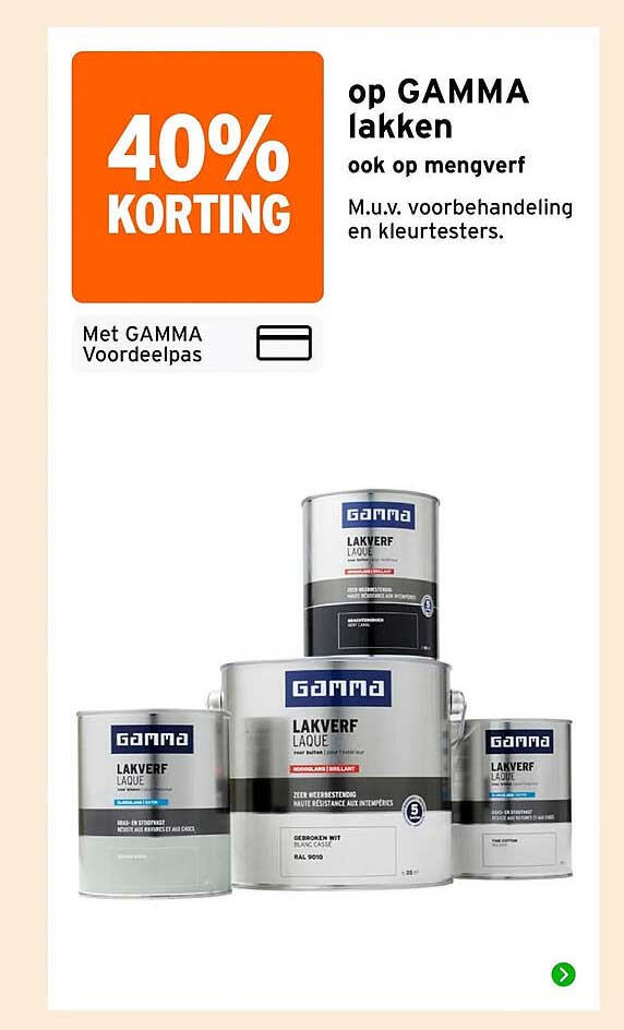 40% korting op GAMMA lakken ook op mengverf