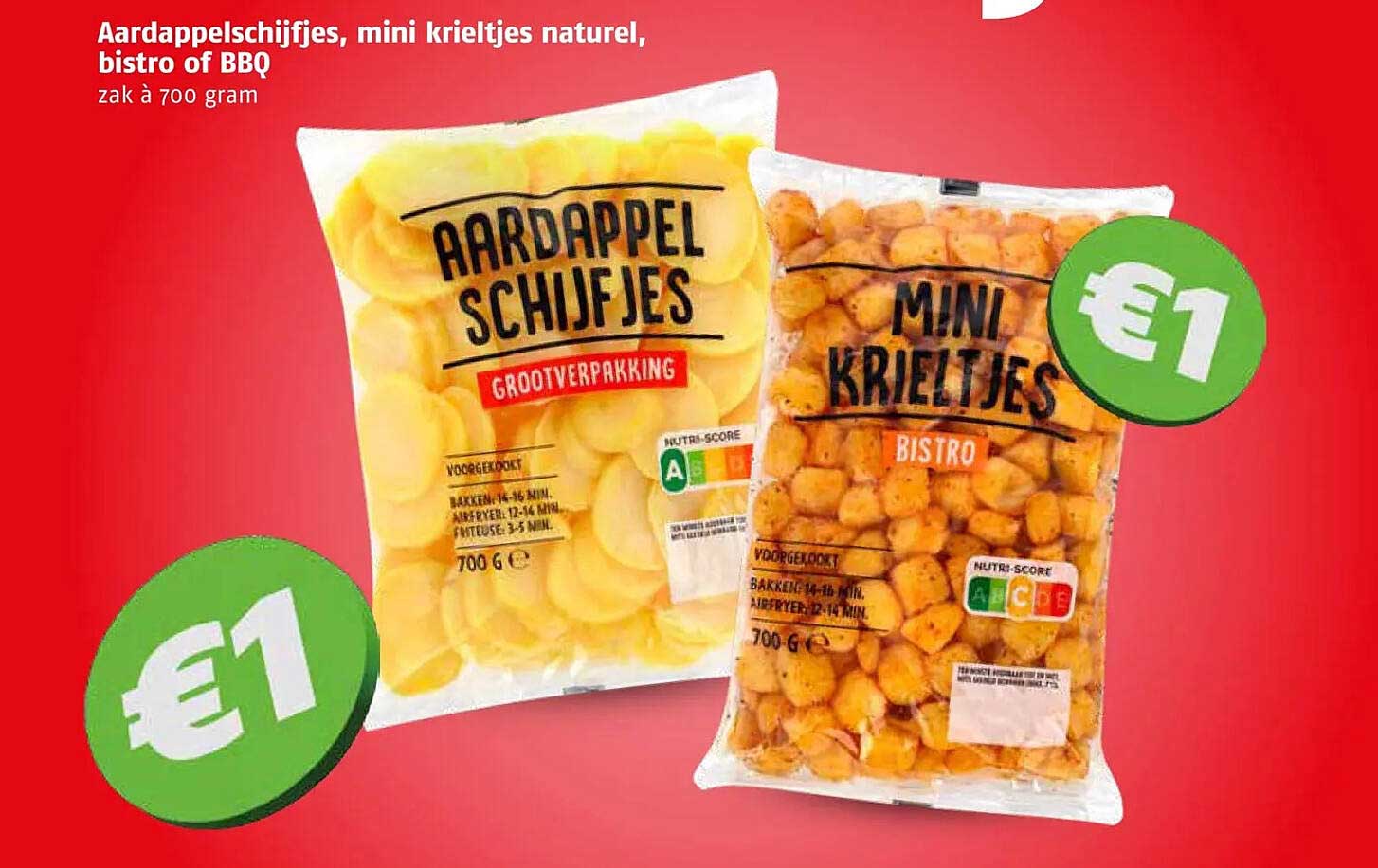 Aardappelschijfjes, mini krieltjes naturel, bistro of BBQ