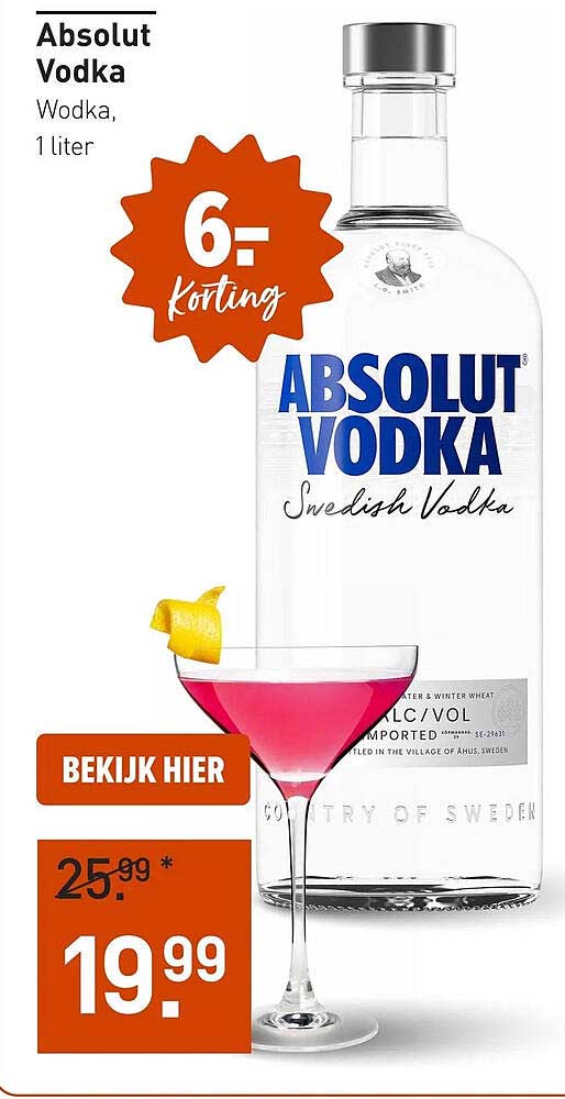 Absolut Vodka, Wodka, 1 liter