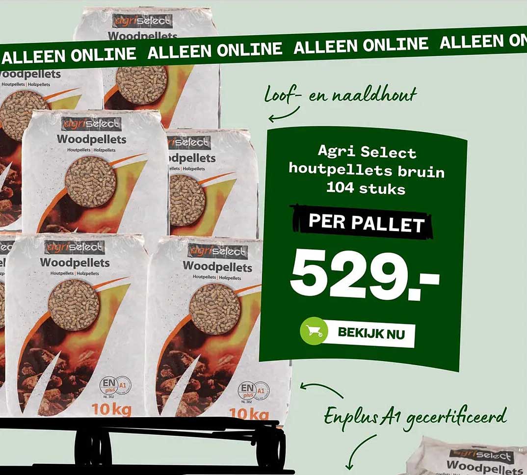 Agri Select houtpellets bruin 104 stuks PER PALLET