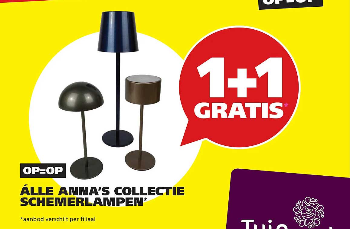 ALLE ANNA'S COLLECTIE SCHEMERLAMPEN* 1+1 GRATIS*