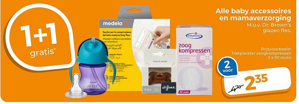 Alle baby accessoires en mamaverzorging 1+1 gratis