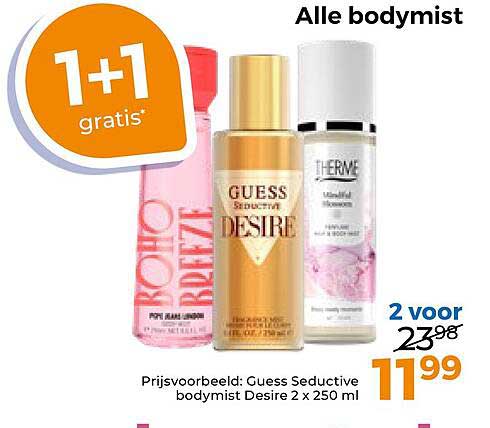 Alle bodymist 1+1 gratis