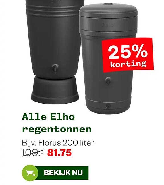 Alle Elho regentonnen 25% korting