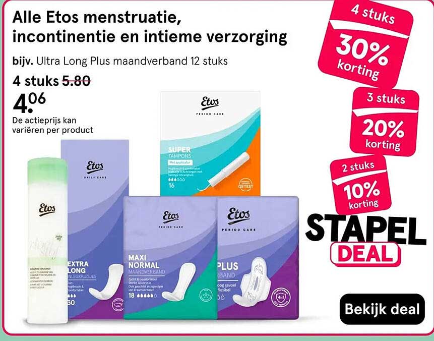 Alle Etos menstruatie, incontinentie en intieme verzorging