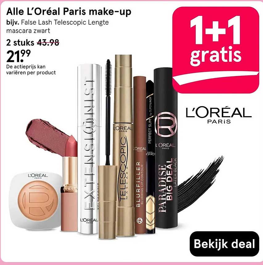 Alle L’Oréal Paris make-up 1+1 gratis