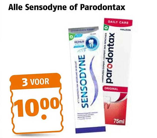Alle Sensodyne of Parodontax 3 voor 10.00