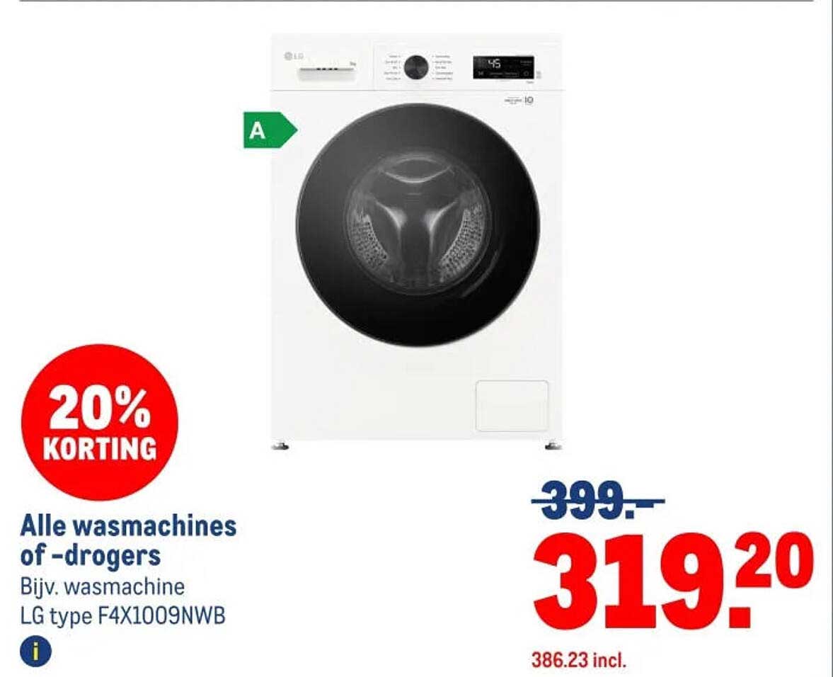 Alle wasmachines of -drogers