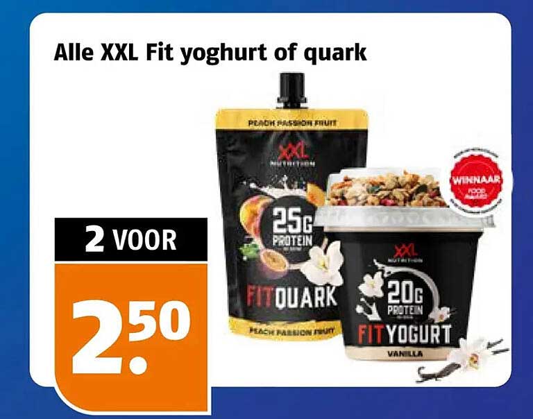 Alle XXL Fit yoghurt of quark