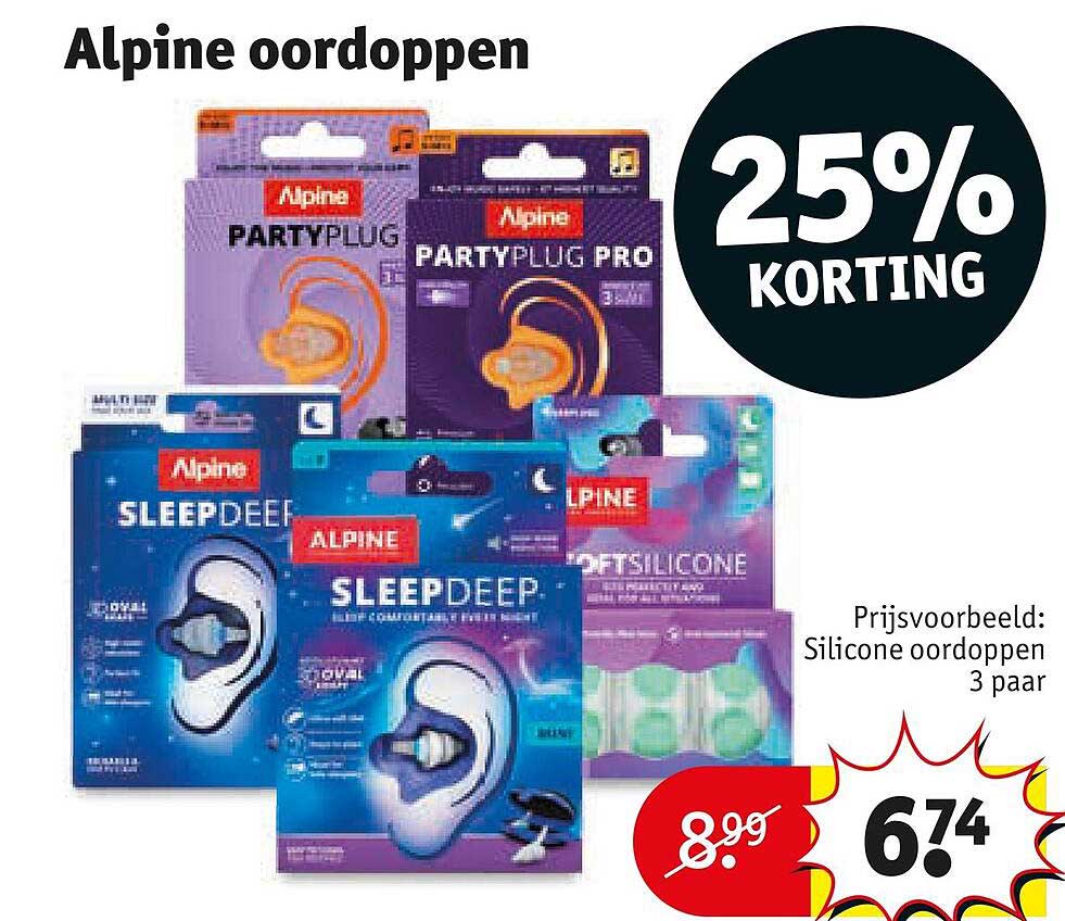 Alpine oordoppen 25% KORTING