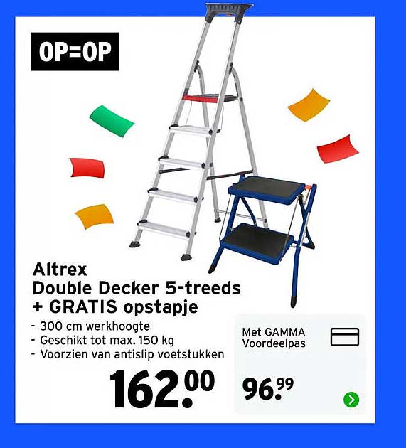 Altrex Double Decker 5-treeds + GRATIS opstapje