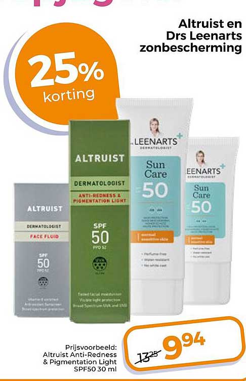 Altruist en Drs Leenarts zonbescherming 25% korting