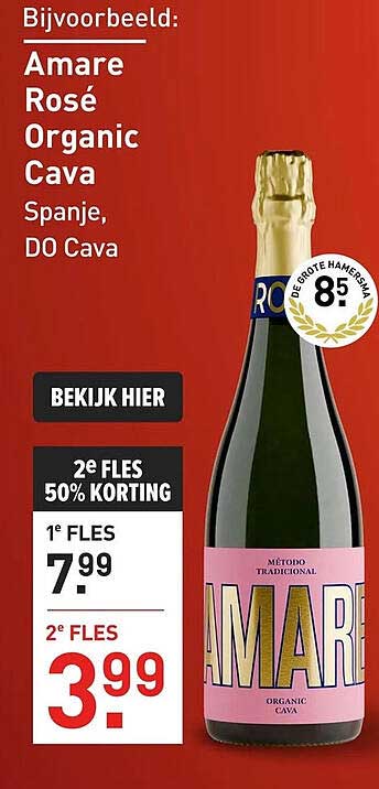 Amare Rosé Organic Cava Spanje, DO Cava 2e fles 50% korting