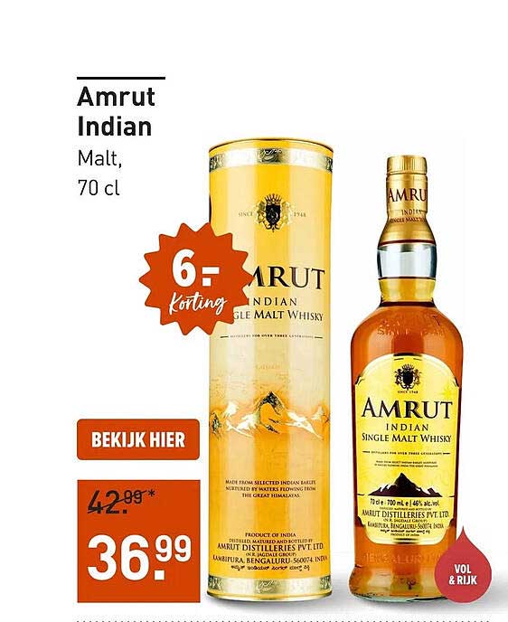 Amrut Indian Malt, 70 cl
