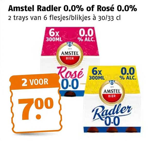 Amstel Radler 0.0% of Rosé 0.0% 2 voor 7.00