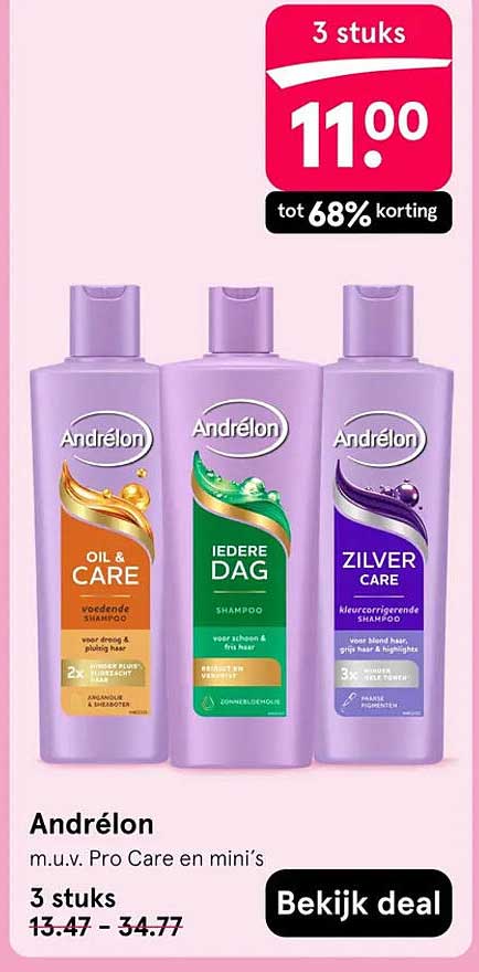 Andrélon m.u.v. Pro Care en mini’s 3 stuks