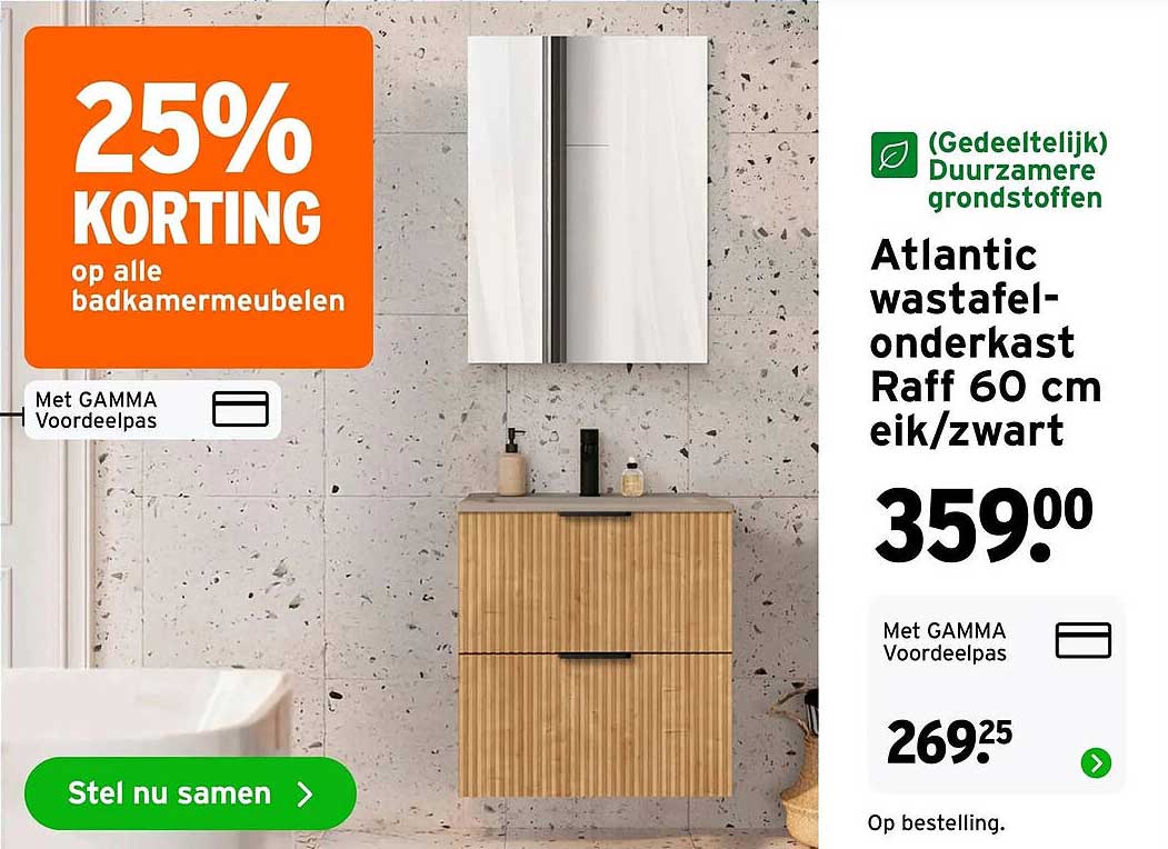 Atlantic wastafel-onderkast Raff 60 cm eik/zwart