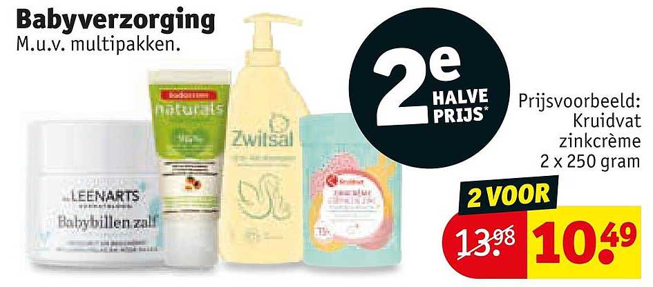 Babyverzorging M.u.v. multipakken. 2e halve prijs