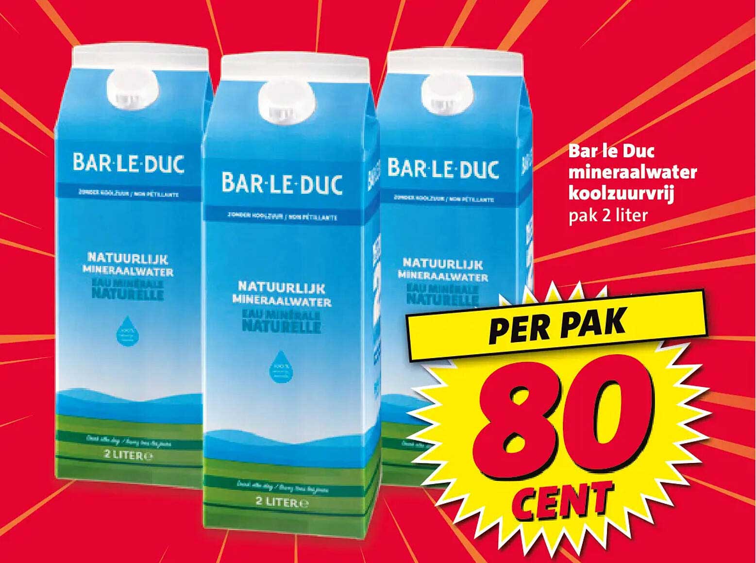 Bar le Duc mineraalwater koolzuurvrij pak 2 liter PER PAK