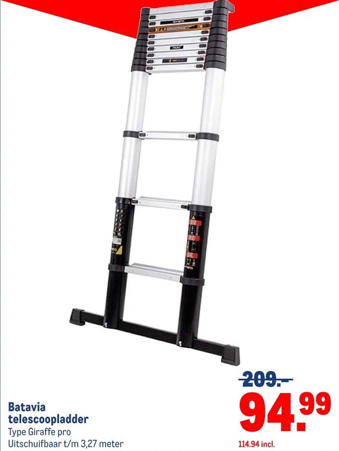Batavia telescopladder Type Giraffe pro Uitschuifbaar t/m 3,27 meter