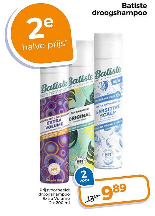 Batiste droogshampoo 2e halve prijs