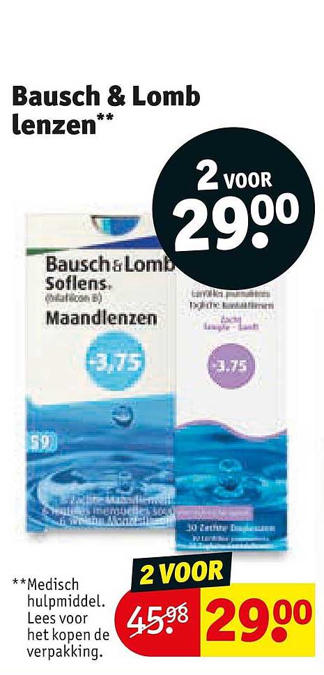 Bausch & Lomb lenzen 2 voor 29.00
