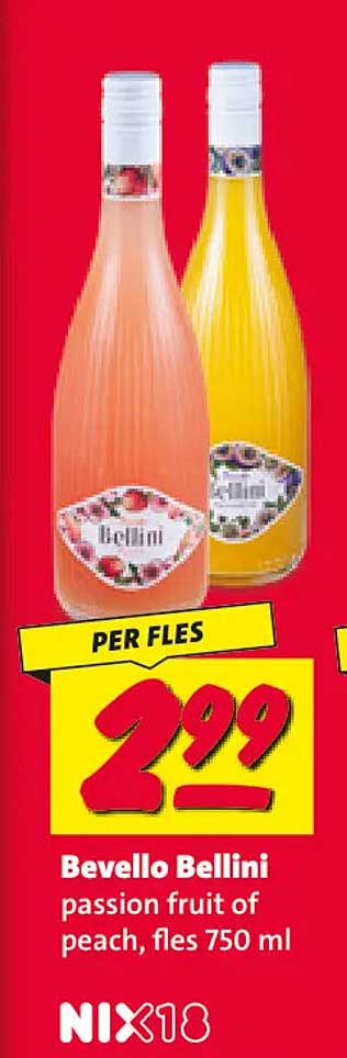 Bevello Bellini passion fruit of peach, fles 750 ml