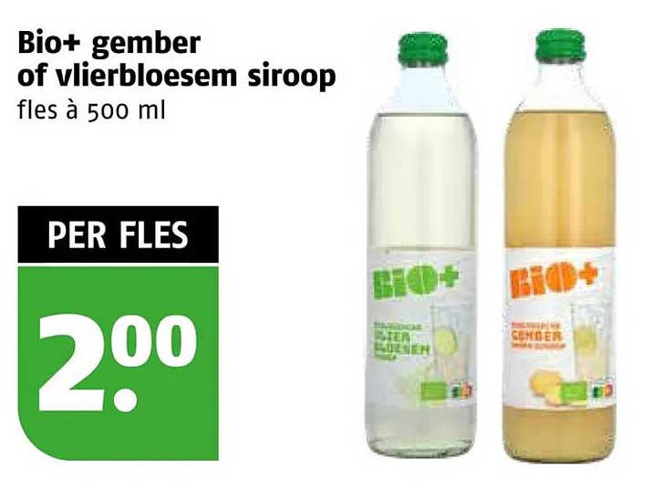 Bio+ gember of vlierbloesem siroop fles à 500 ml