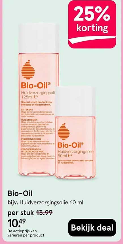 Bio-Oil bijv. Huidverzorgingsolie 60 ml 25% korting