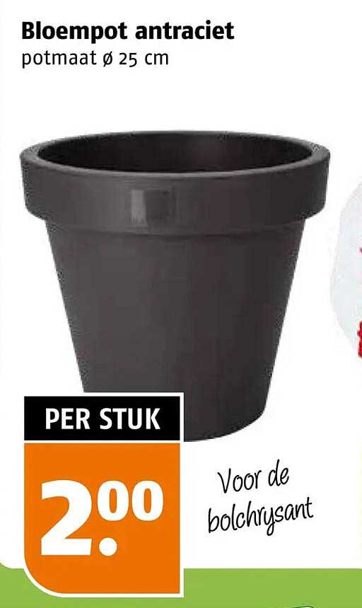 Bloempot antraciet potmaat ø 25 cm