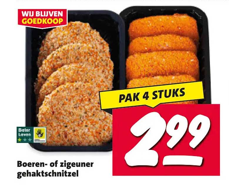 Boeren- of zigeuner gehaktschnitzel PAK 4 STUKS