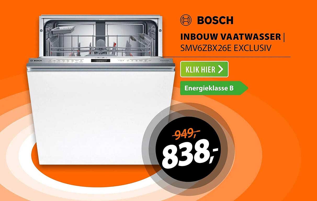 BOSCH INBOUW VAATWASSER SMV6ZBX26E EXCLUSIV