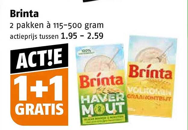 Brinta 2 pakken à 115-500 gram ACT!E 1+1 GRATIS