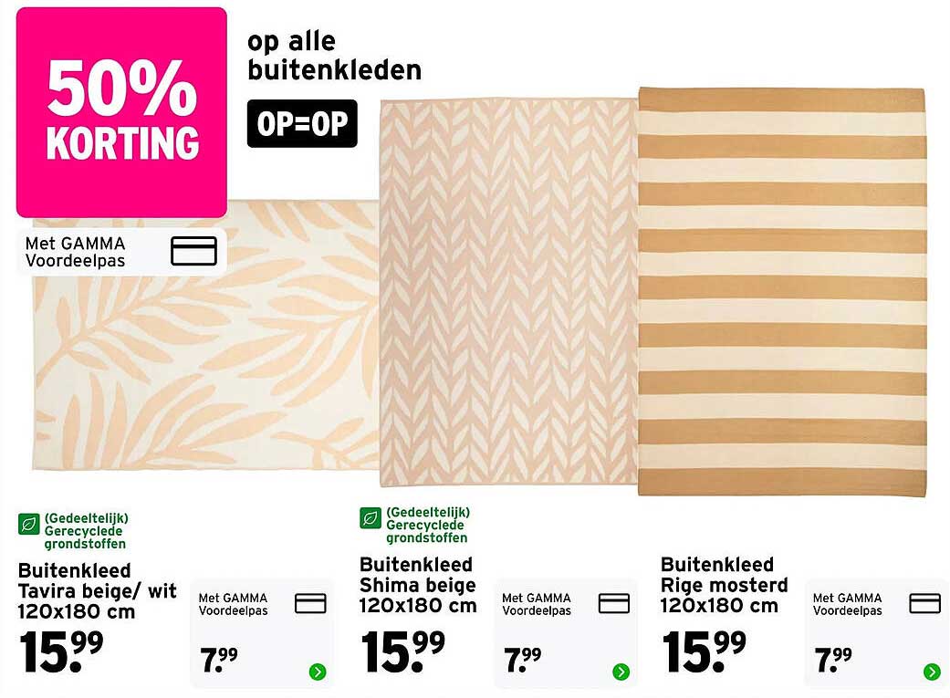Buitenkleed Tavira beige/wit 120x180 cm 50% KORTING OP=OP