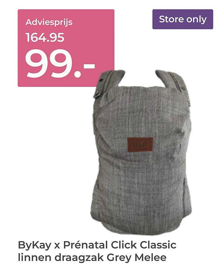 ByKay x Prénatal Click Classic linnen draagzak Grey Melee