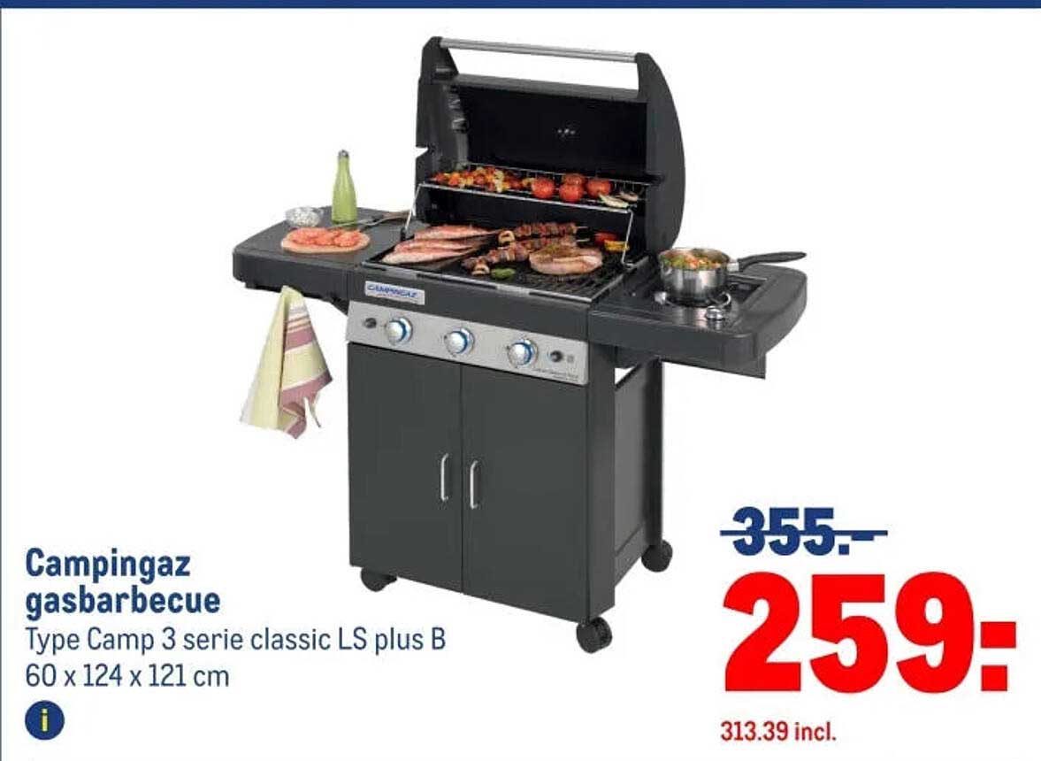 Campingaz gasbarbecue Type Camp 3 serie classic LS plus B 60 x 124 x 121 cm