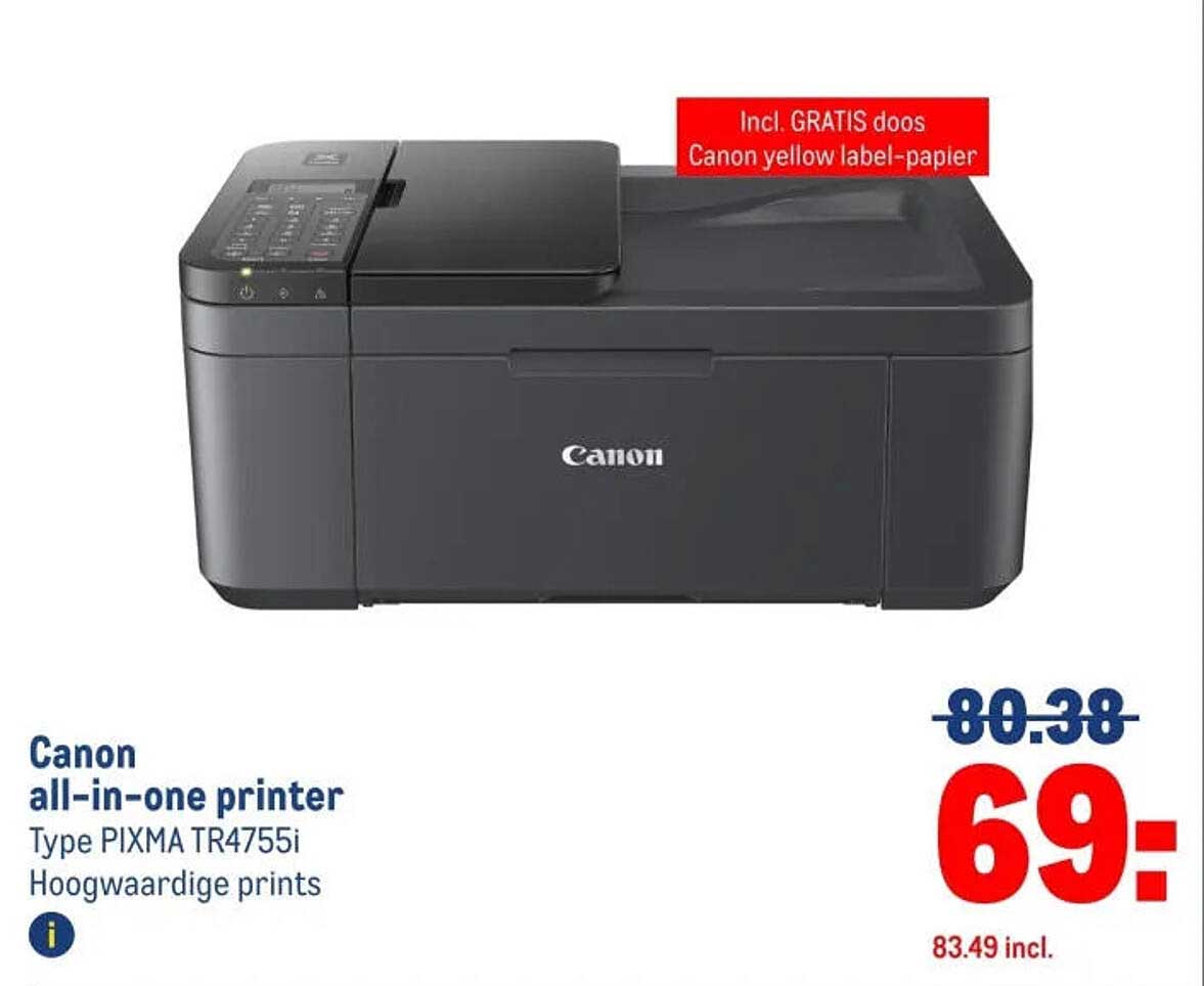Canon all-in-one printer Type PIXMA TR4755i Hoogwaardige prints